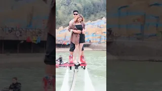 Waterpark flyboard water jetpack she really enjoy it