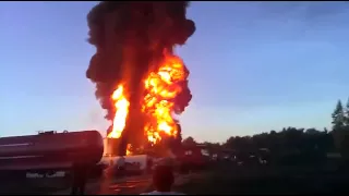 Пожар в Киеве на Нефтебазе 9.06.2015 продолжается в Василькове Село Крячки.Fire in Kiev 9.06.2015