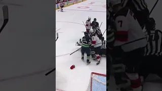 BIG SCRUM between the New Jersey Devils and Vancouver Canucks😳 #nhlfights