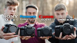 The Ultimate Camera Brand Shootout | Canon R5 vs Sony A7SIII vs Panasonic GH6 vs Blackmagic 6K Pro