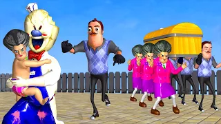 Scary Teacher 3D Miss T and Lazy Hello Neighbor Coffin Dance Compilation with Spy Ice Scream 4