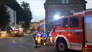 Feuerwehreinsatz in Bad Schandau. Brand am 22.9.2023 Vollsperrung der Straßen in Bad Schandau.