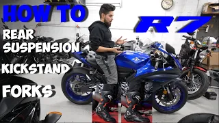 Lower your 2022 Yamaha R7 Motorcycle -  Step By Step Instructions in 4K