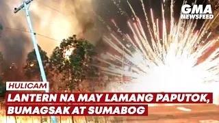 Lantern na may lamang paputok, bumagsak at sumabog | GMA News Feed