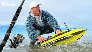 Is this CHEATING? Surf Fishing w/ Remote Control BOAT