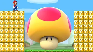 Can Mario Jump over 999 Item Blocks and Beat the Ultimate Mega Mushroom in New Super Mario Bros.Wii?
