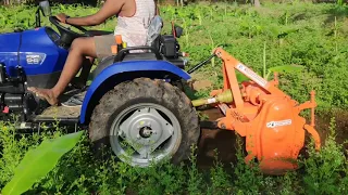 Mini tractor, Farmtrac atom 26HP rotavatir in field