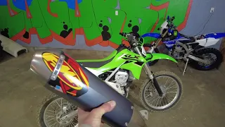 Kawasaki KLX300R FMF Powercore4 Exhaust Install and FMF Q4 Sound Comparison