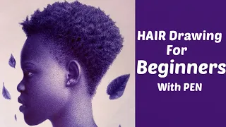 HOW TO Draw REALISTIC HAIR With Pen 2021_(For Beginners)_Real time/Time Lapse_( Ebuka Pen)