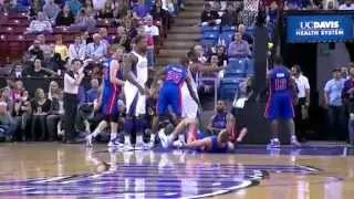 Sacramento Kings Rookie Thomas Robinson Elbows Detroit Pistons Forward Jonas Jerebko