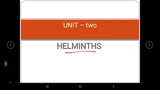 Medical parasitology unit two Helminths, Nematodes