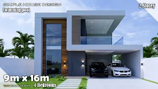 House Design | Simple House | 9m x 16m  2 Storey | 4 Bedroom