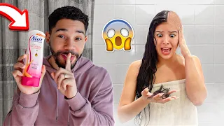 I Put NAIR HAIR REMOVAL In My Wife’s Shampoo! *BAD IDEA*