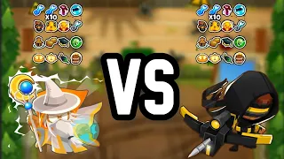 Btd6 God Boosted Crossbow Master VS God Boosted Archmage!  (Who Will Win?)