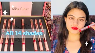 Miss claire matte power lip colour swatches✨ | All shades | lip swatches | Shubhi Sharma 🌈