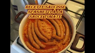 Recette saucisses et spaghetti à la sauce tomates