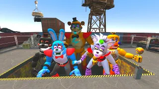 PUTTING ALL FNAF Security Breach ANIMATRONICS IN A GMOD CRUSHER!