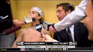 Max Talbot "Translates" For Marc-Andre Fleury 10-10-2009