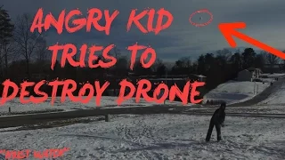 DRONE VS ANNOYING KID! (TROLLING A MAD KID) PRANKING ANNOYING KID