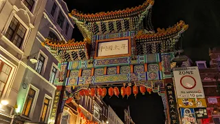 Pixel night photography, London's China town decoration, Regent Street, London Christmas lights