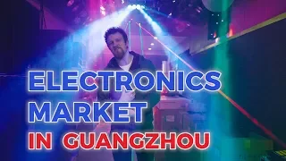 Electronics market in Guangzhou, China. Cheap iPhone. Low prices for photo accessories and music LED