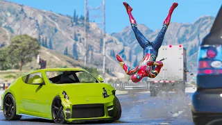 GTA 5 Iron Spiderman No Seatbelt Car Crashes - Spider-Man Gameplay (Euphoria physics)  Ep5