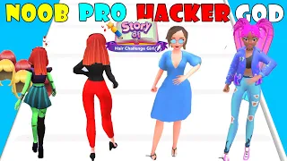 NOOB vs PRO vs HACKER vs GOD - Story of Hair Challenge Girl