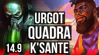 URGOT vs K'SANTE (TOP) | Quadra, 7 solo kills, 13/3/6, 600+ games, Dominating | KR Master | 14.9