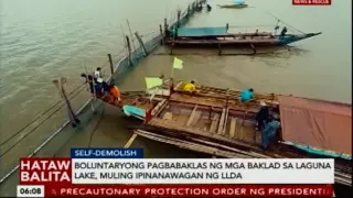 Boluntaryong pagbabaklas ng mga baklad sa Laguna Lake ipinanawagan ng LLDA