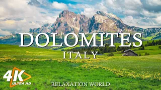 FLYING OVER DOLOMITES 4K UHD - Relaxing Music Along With Beautiful Nature Videos - Amazing Nature