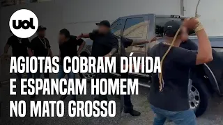 Agiotas cobram dívida e espancam homem em Cuiabá; vídeo mostra abordagem