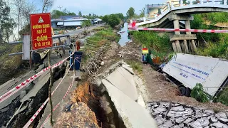 Trực Tiếp Sạt Lở U Minh Thượng Kiên Giang Lộ Sụp Xuống Sông Cầu Gãy Đôi, Nhà Cửa Tài Sản Sập Đổ Nát