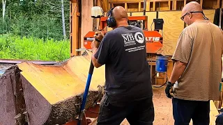 Cutting 6x6's Out of a Monster Pine Log