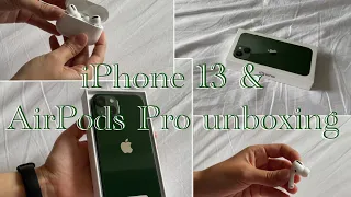 Unboxing iPhone 13 Green & AirPods Pro + accessories | aesthetic | Sonia