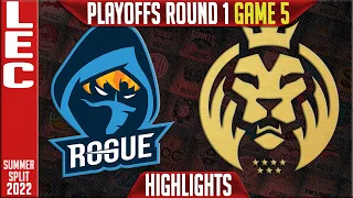 RGE vs MAD Highlights Game 5 | Playoffs Round 1 LEC Summer Split 2022 | Rogue vs MAD Lions G5