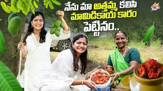 నేను మా అత్తమ్మ కలిసి మామిడికాయ కారం పెట్టినం.. | Village Cooking | Recipes | Mangoes | Jyothakka