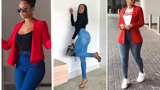 50 Ways For Beautiful Ladies To Rock Jeans Trousers And Tops To Their Office | Jessy Styles.