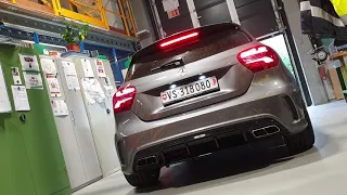 Mercedes Class A A45 AMG cold start SPORT+ exhaust sound