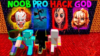 Minecraft Battle: NOOB vs PRO vs HACKER vs GOD: SCARY PORTAL TO SIREN HEAD CHALLENGE / Animation