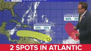 Monday evening tropical update: 2 systems in the Atlantic