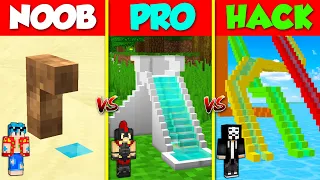 CONSTRUIMOS EL MEJOR PARQUE ACUÁTICO EN MINIATURA 😂💦 NOOB VS PRO VS HACKER EN MINECRAFT (1 PIXEL)