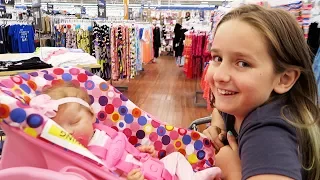 Shopping with Reborn Baby Doll Olivia and Sophia for Newborn Baby Supplies at Walmart Shopping Haul