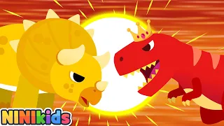 Tyrannosaurus vs Triceratops | Dinosaurs | Shadow Dinosaur Game | T Rex? Triceratops? | NINIkids