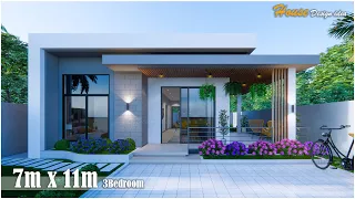 House Design idea | Small House 7m x 11m | 3Bedroom