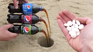 Experiment: Pepsi, Pepsi Lime, Pepsi Max vs Mentos Underground Huge Fountain!