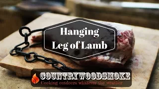 Hanging smoked leg of lamb