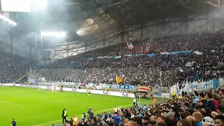 Marseille fans celebrating goal vs Leipzig