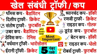 खेल संबंधी ट्रॉफी /कप | Sports Cup & Trophies | Sports Current affairs  Important Question |GK Trick