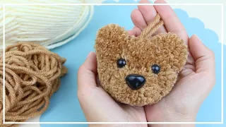 How to make a Pompon Bear 🐻🧶 Charm teddy bear pompon Idea 🧶🐻DIY NataliDoma