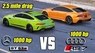 Audi RS7 vs AMG GT 63s 1000HP drag race 2.5 mile | AMG GT 63s vs Audi RS7